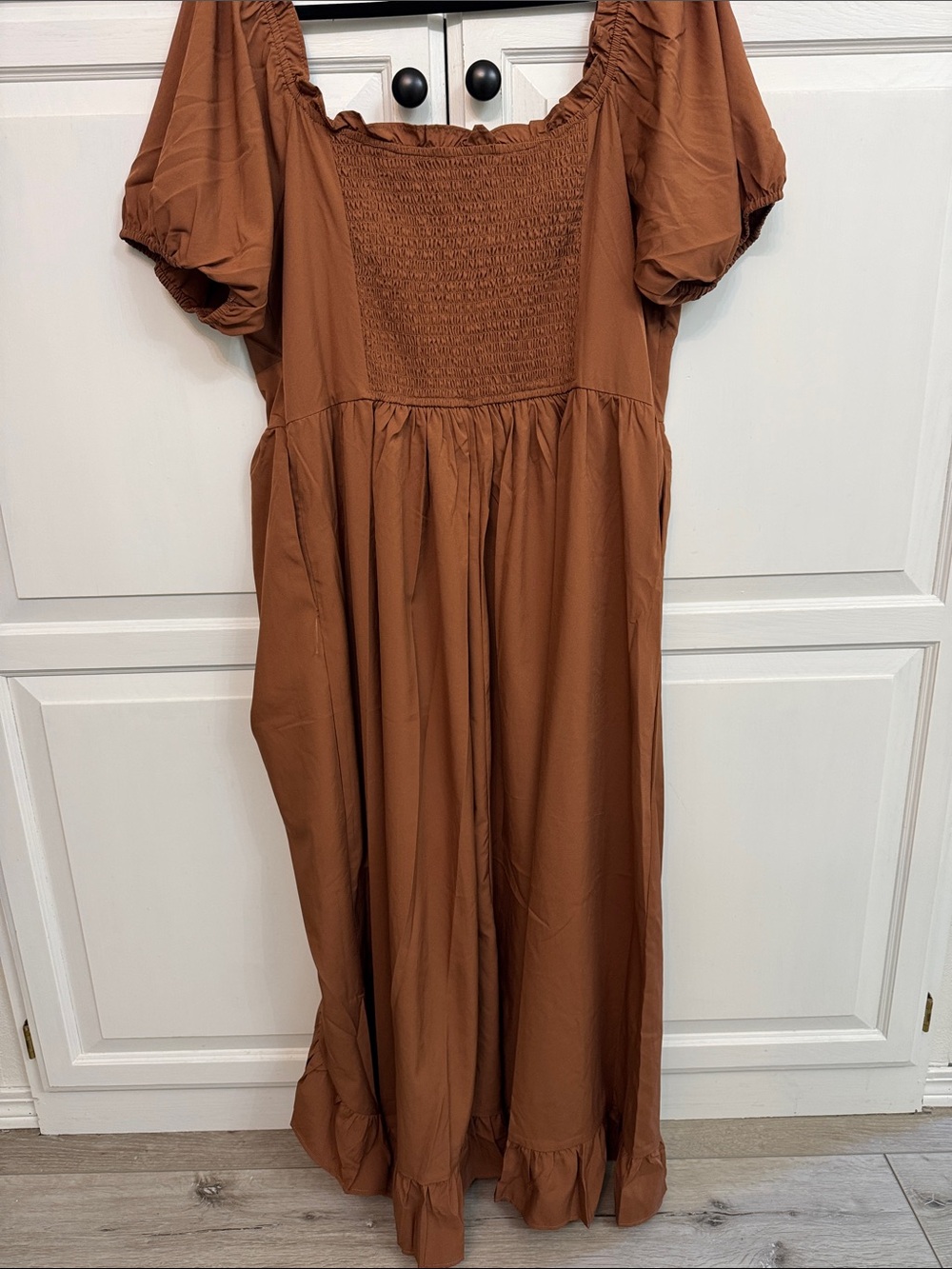 Scarlet Darkness Victorian Fairy Midi Dress Brown L Puff Sleeve Square Neck - Picture 5 of 8